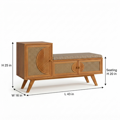 Urban Den Orbit Weave Wooden Shoe Rack / Storage Bench