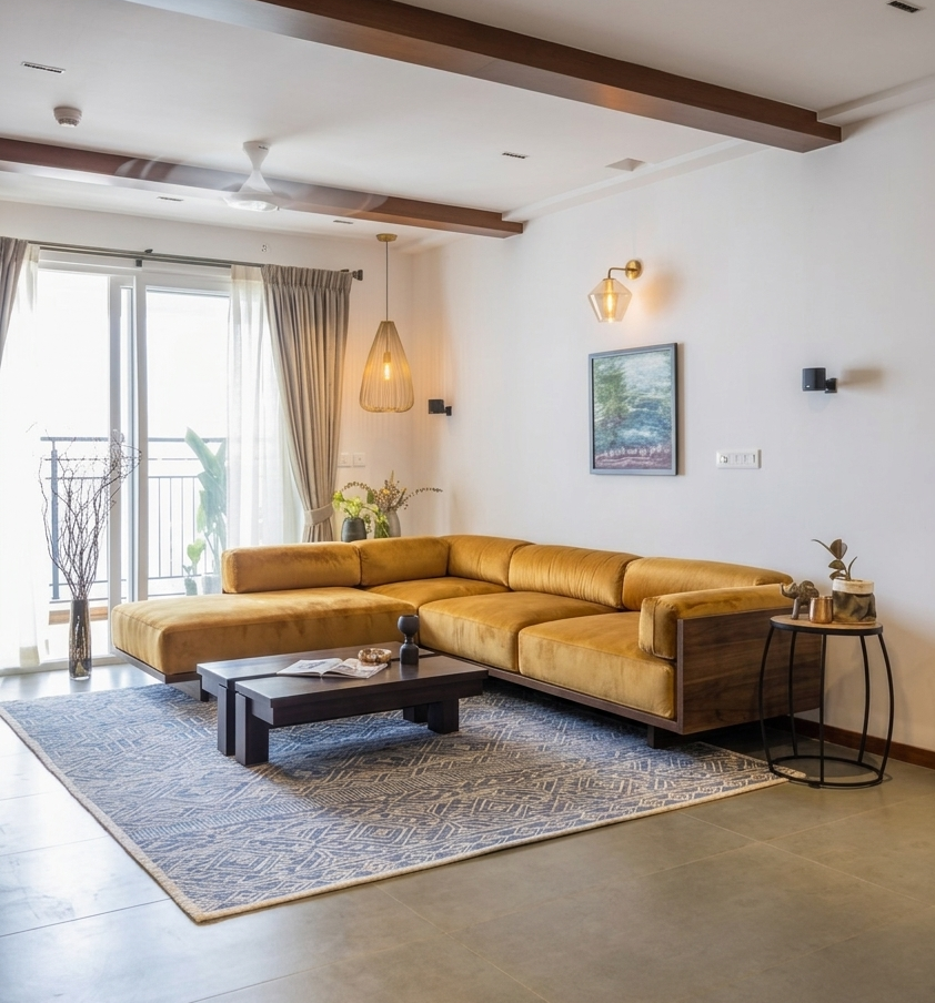 Contemporary Gen mustard L shape sofa