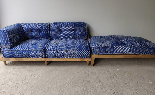 Indigo Solid Floor Sofa Seating Set In L- Shaped | Floor Couch