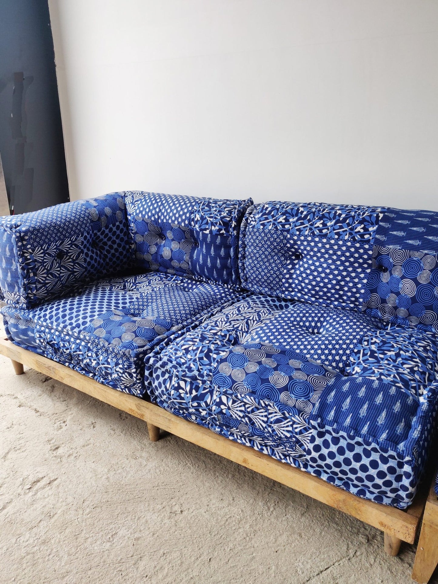 Indigo Solid Floor Sofa Seating Set In L- Shaped | Floor Couch