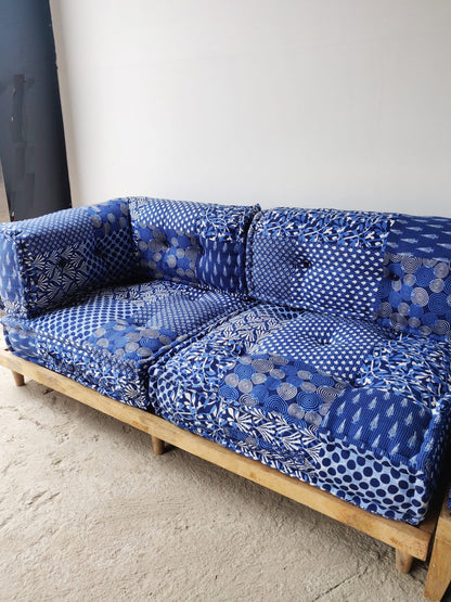 Indigo Solid Floor Sofa Seating Set In L- Shaped | Floor Couch
