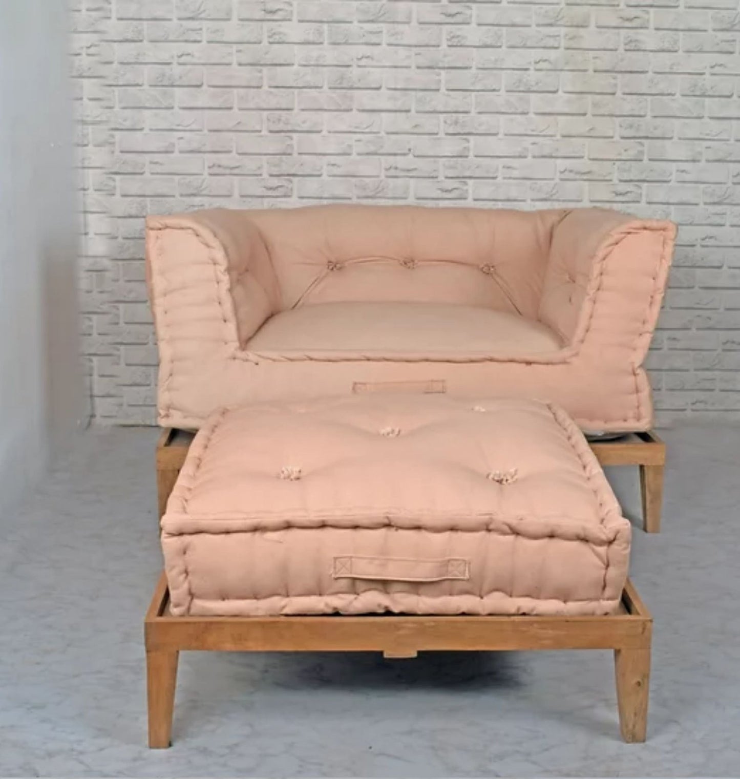Modular Urban Sofa With Foot Rest In Solid Wood