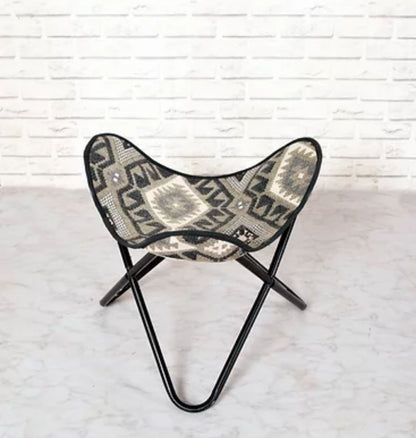Solid Knockdown Butterfly Foot Stool In Printed Design