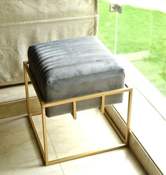 Solid Velvet Stool Urban Stripes | Stainless Steel Stool