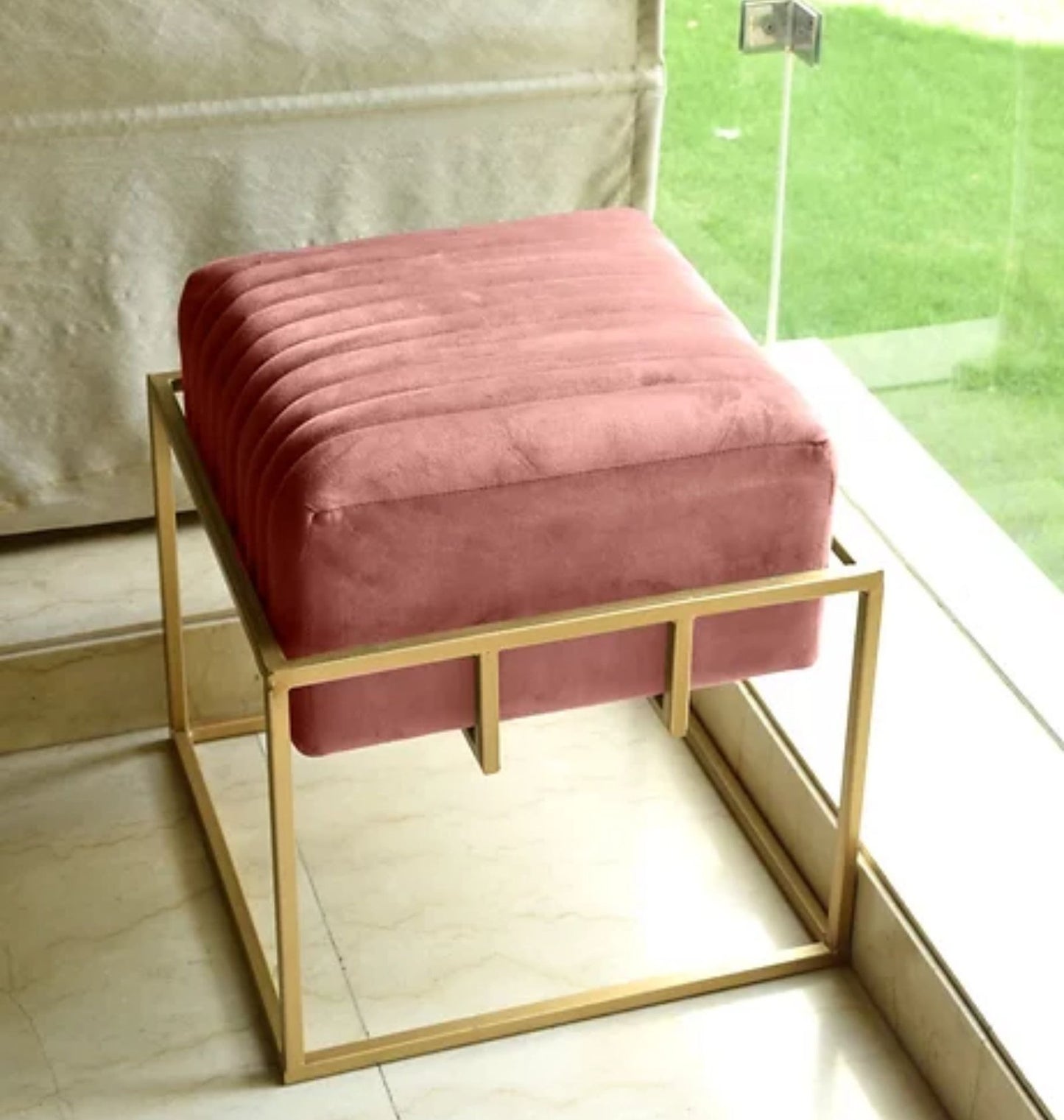 Solid Velvet Stool Urban Stripes | Stainless Steel Stool