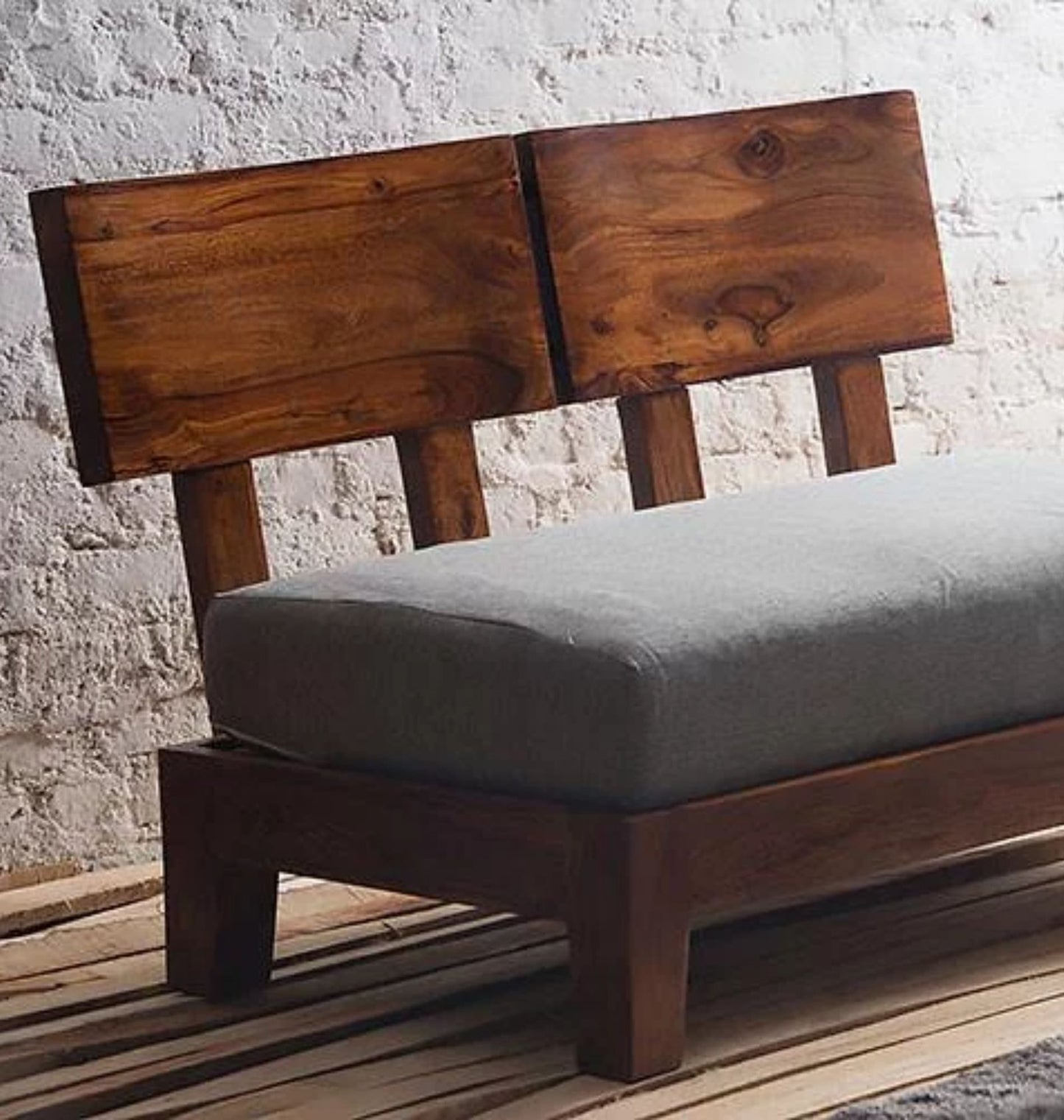 Solid Wood Lounge Bench Sofa (modern style backrest detachable)