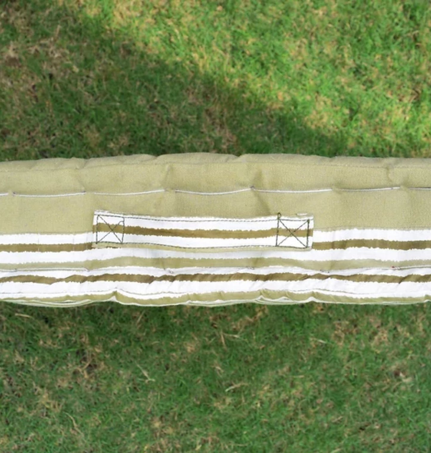 Cotton Floor Cushion In Olive Striped Print | Floor Sofa seating