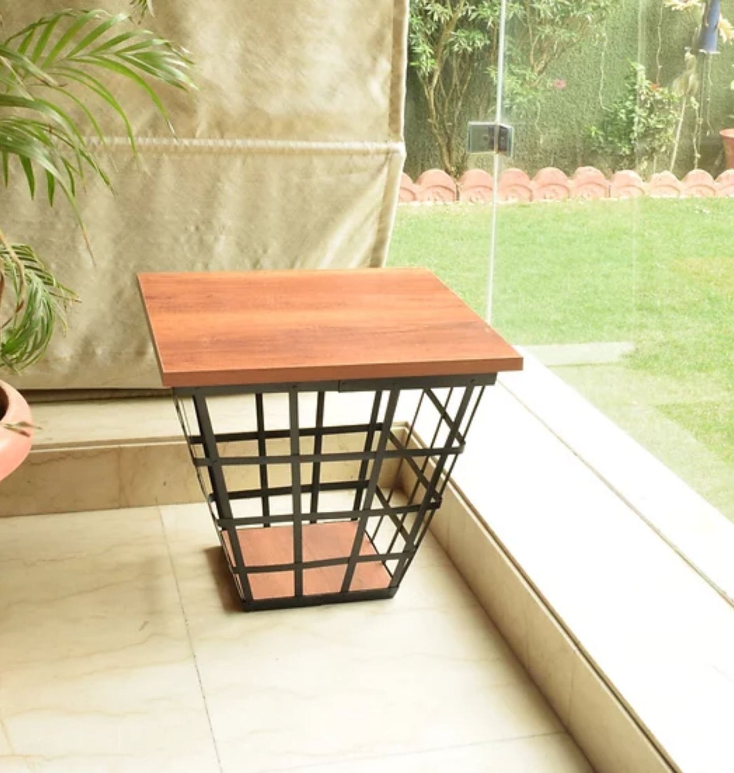 Solid Wood Basket Coffee Table In Square Shape
