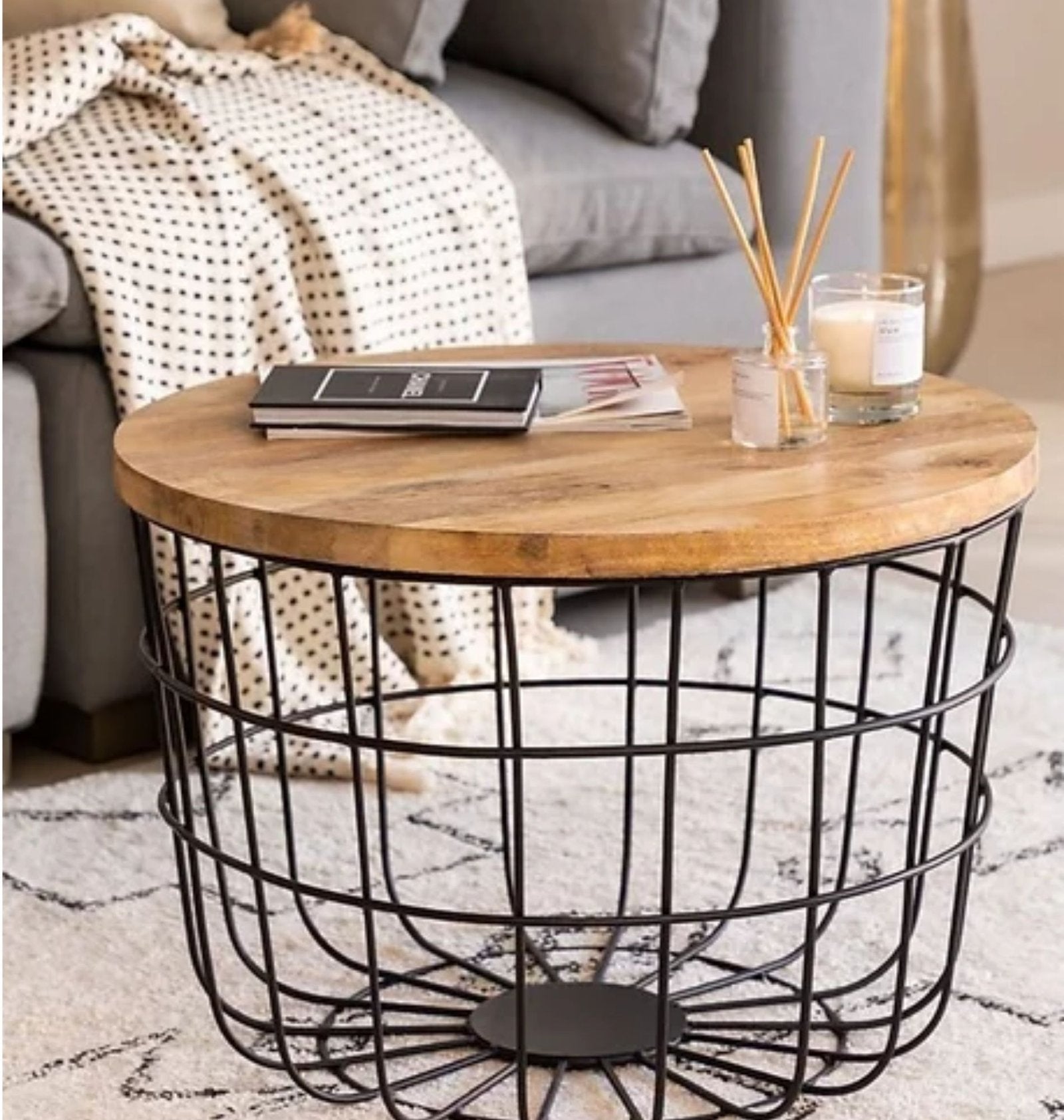 Circular Design Solid Wood Coffee Table | Wooden Side Table - Urban den.in