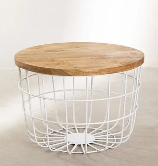 White Circular Solid Wood Center Table | Coffee Table