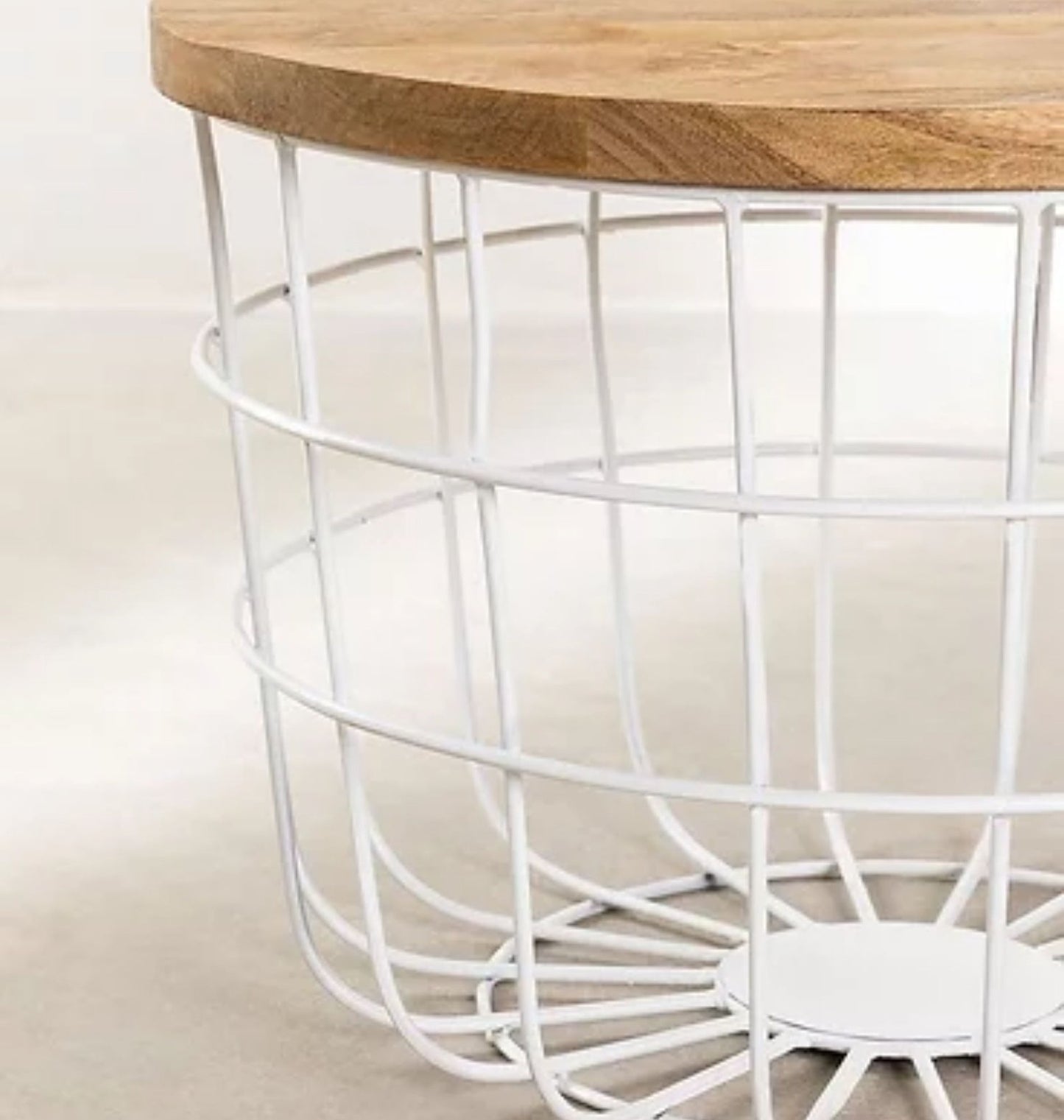 White Circular Solid Wood Center Table | Coffee Table