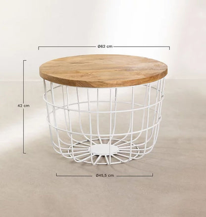 White Circular Solid Wood Center Table | Coffee Table
