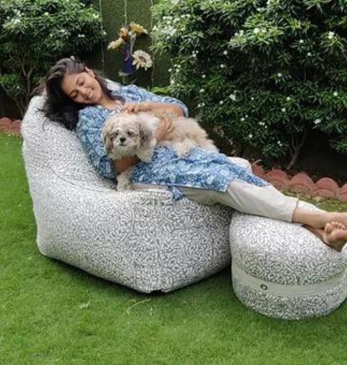 Solid Bean Bag Sofa With Foot Rest | Bean Bag