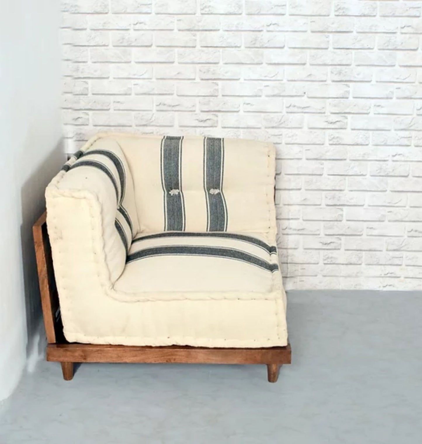 Urban Escape Striped Design Corner Sofa In Solid Wood