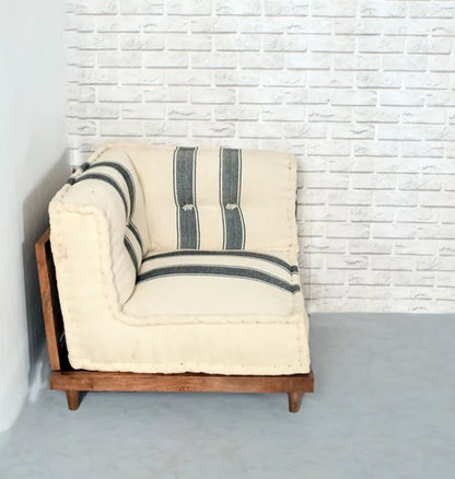 Urban Escape Striped Design Corner Sofa In Solid Wood