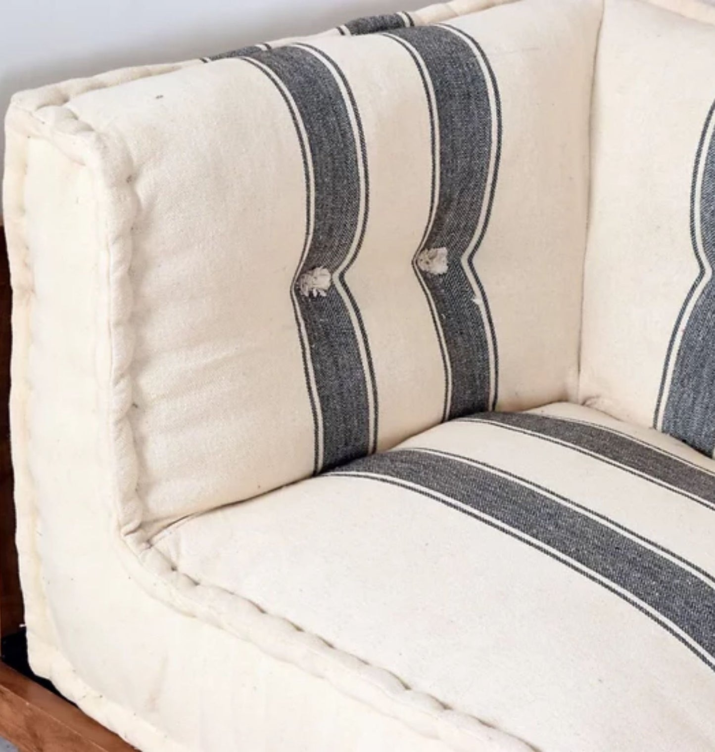 Urban Escape Striped Design Corner Sofa In Solid Wood