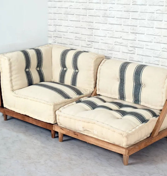 Urban Escape Striped Design Corner Sofa In Solid Wood