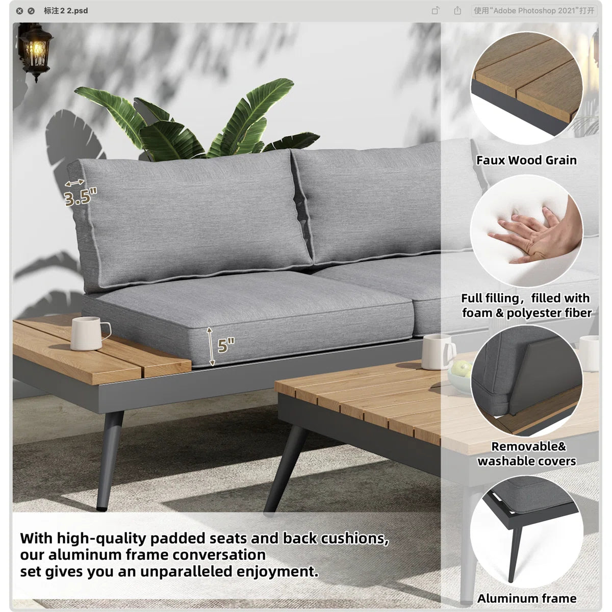 Urban den outdoor  Modular Patio Conversation Sets with Cushions