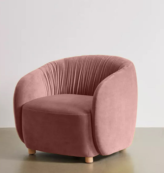 Gillian Arm Chair Sofa In Solid Velvet Fabric | Barrel Chair