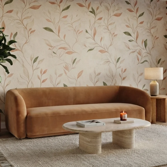 3-Seater Velvet Sofa – Camel Colour, Contemporary Style