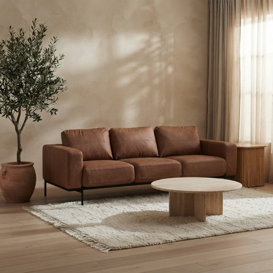 3-Seater Sofa – Premium Tan Leather