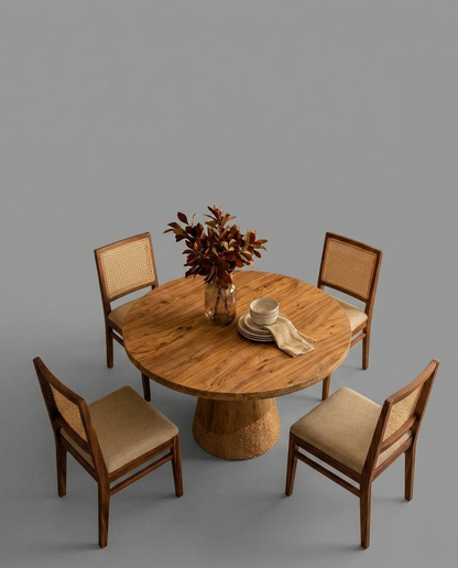 Rattan Weave 4-Seater Dining Set