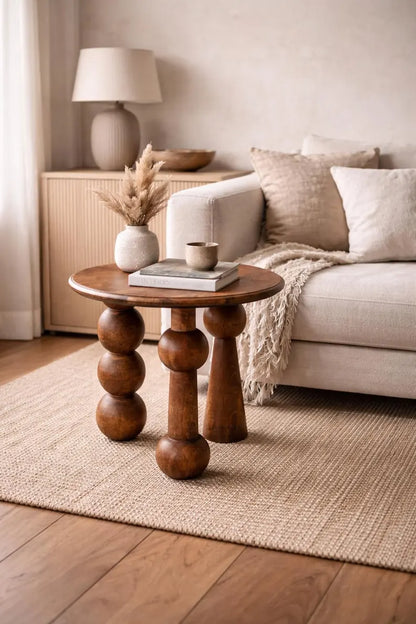 Urban Den Wood Accent Coffee Table, Rustic End Table for Living Room