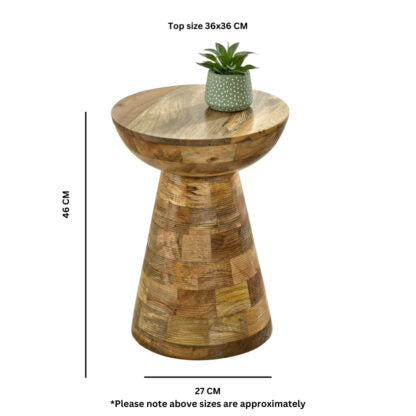 Urban Den Solid Mango Wood Round Side Table Mushroom Style