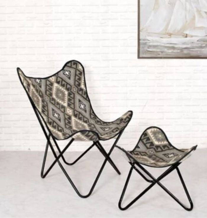 Solid Knockdown Butterfly Chair In Printed Design - Urban den.in