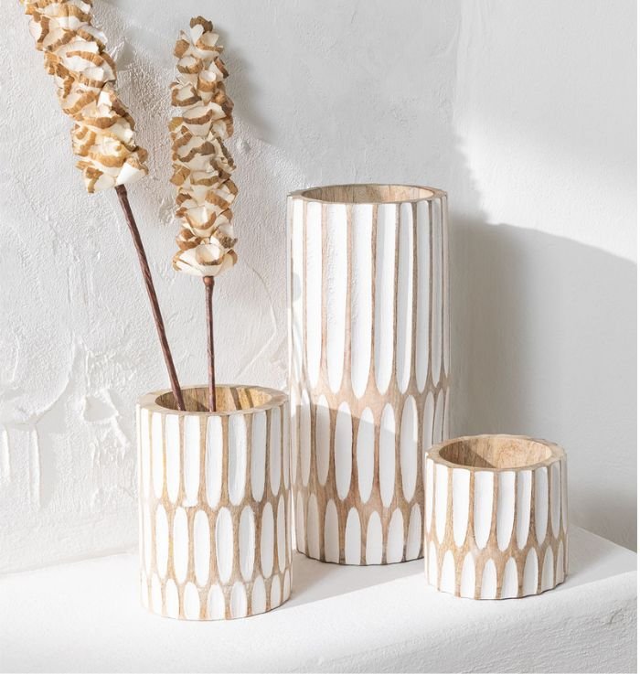 vase set of 3, wood flower vase, Ceramic vase set