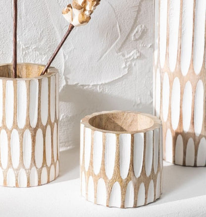 Boho Chic Mango Wood Vase Set of 3