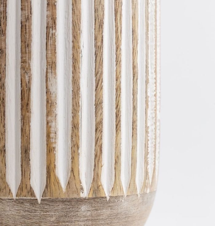 Urban Mango Wood Flower White Ceramic Vase