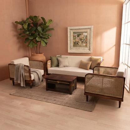 Urban Den Cane-Regal Solid Wood Sofa Set