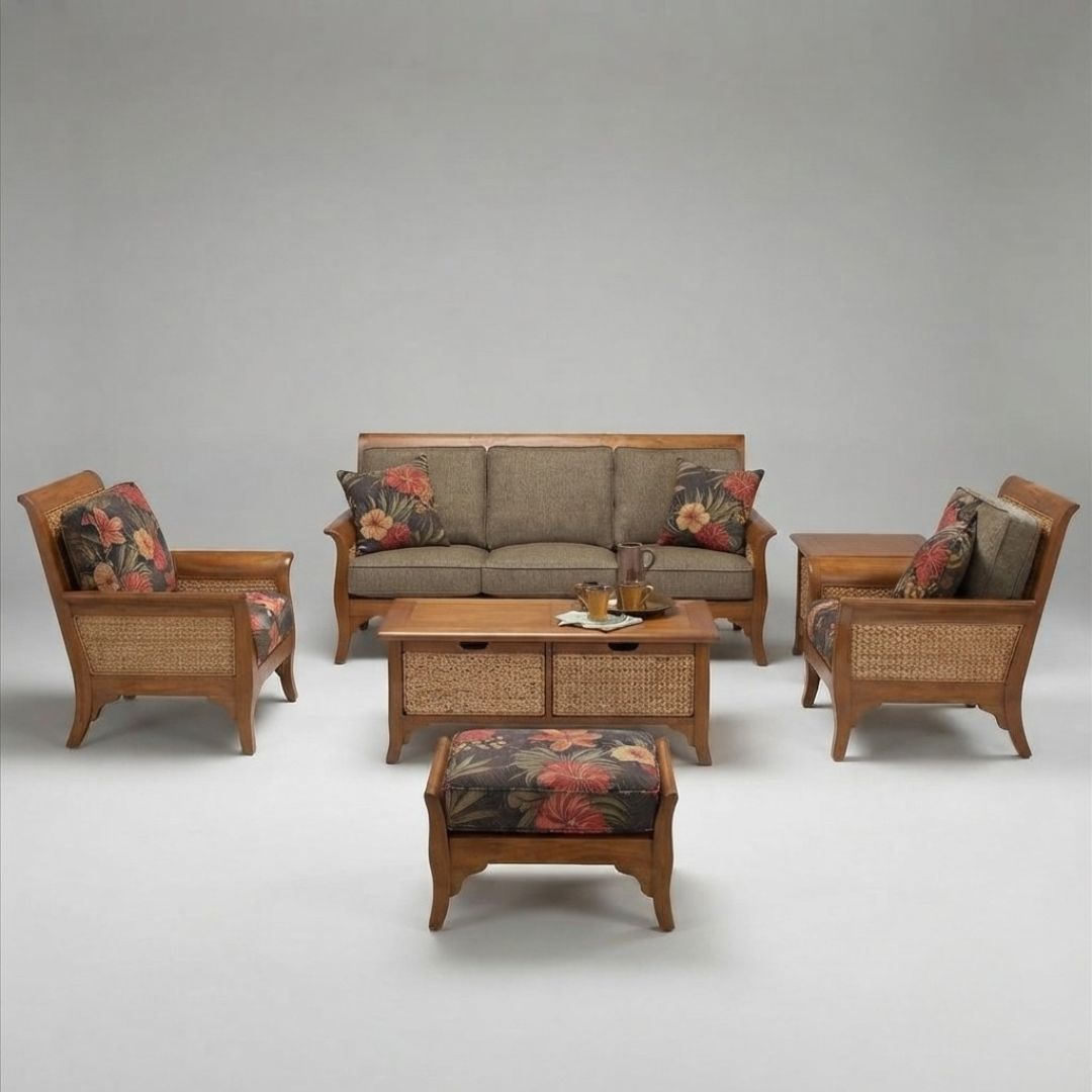 Cane Retro Urban Living Room Sofa Set