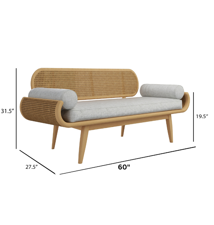 Vintage Urban 2 Seater Cane Bench