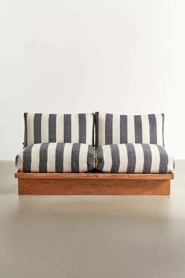 Urban Striped Double Seat Wood Outdoor Sofa In Solid Wood