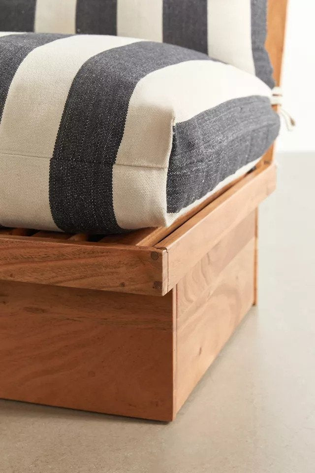 Urban Striped Double Seat Wood Outdoor Sofa In Solid Wood