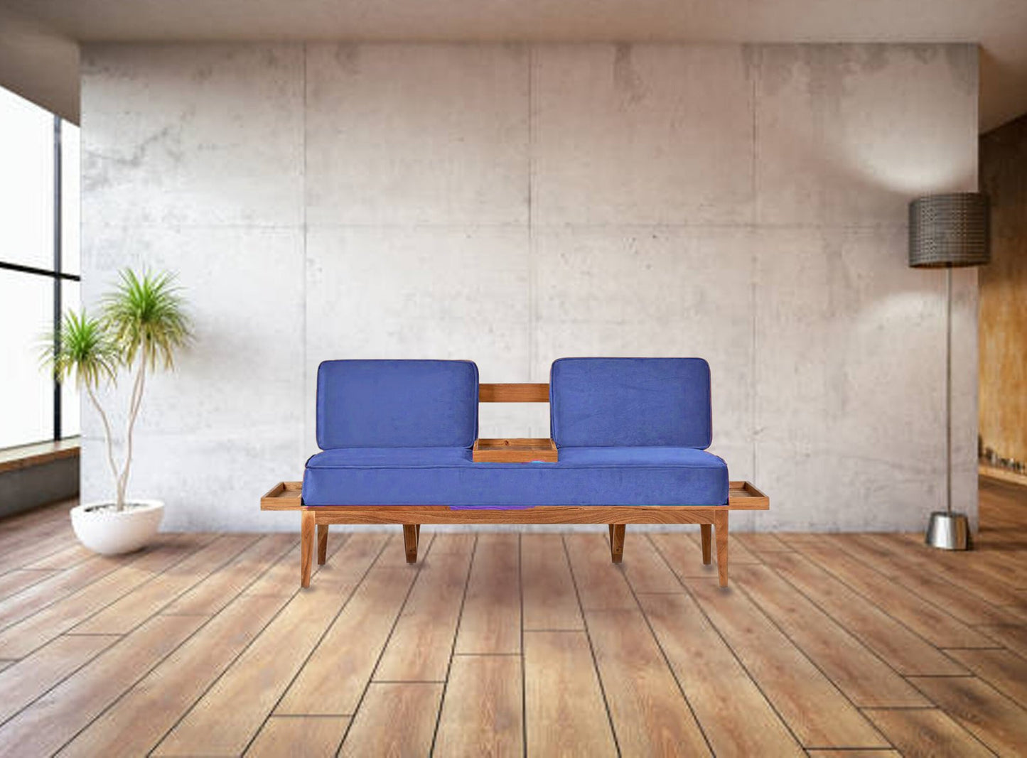 Velvet Fern 2 Seater Couch Sofa In Solid Wood