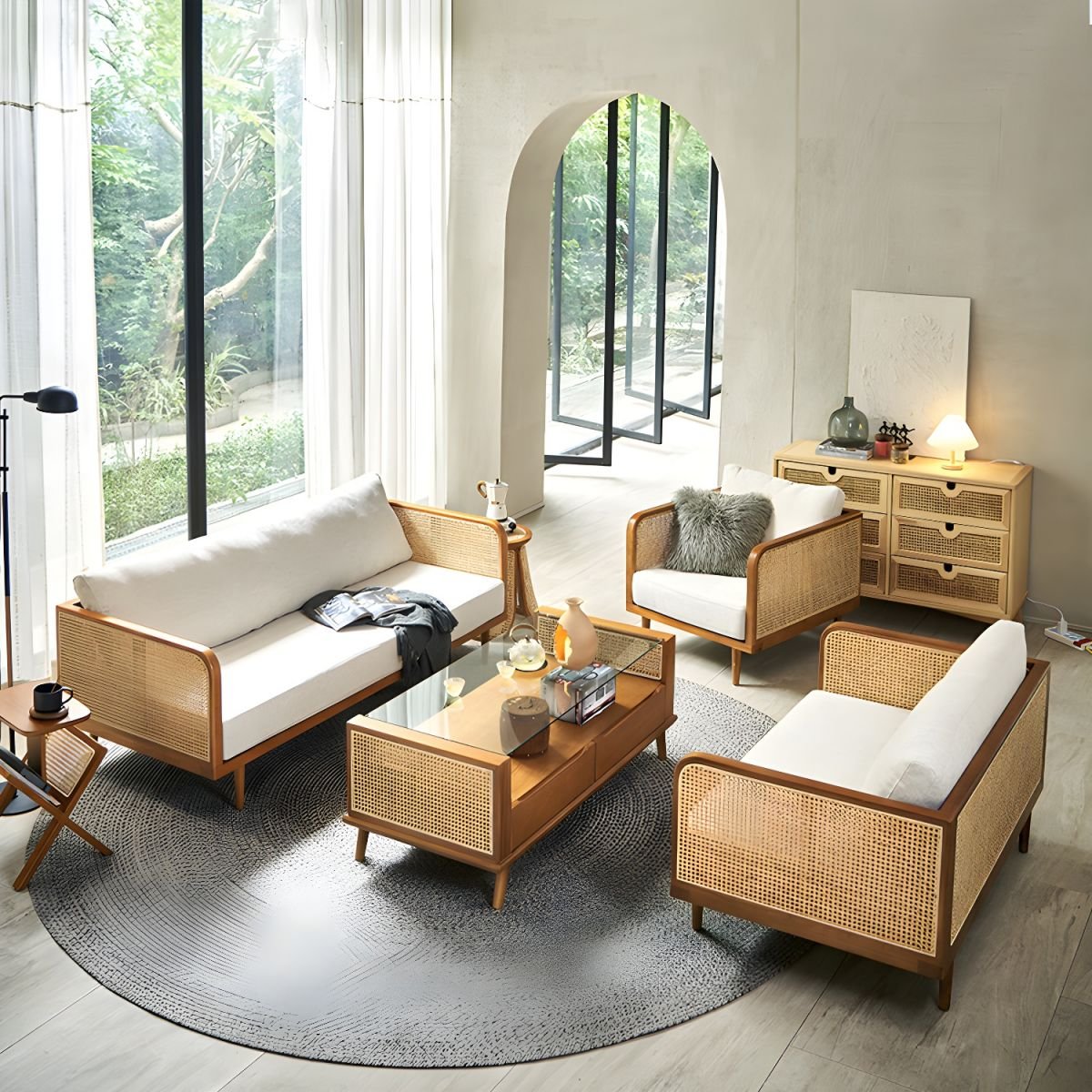 Urban Den Cane-Regal Solid Wood Sofa Set
