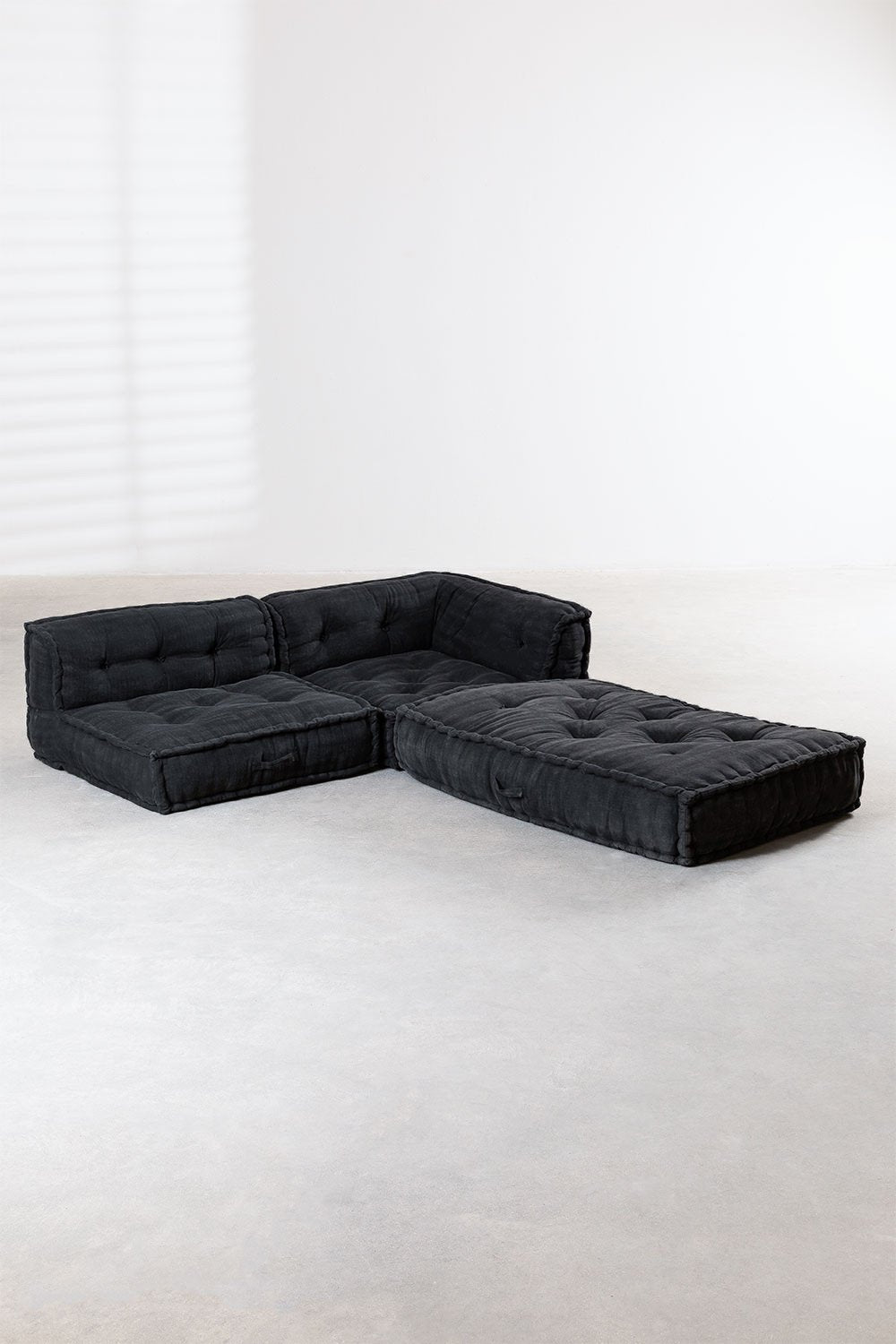 Full Floor Couch Seating Set In Black Color | Floor Sofa