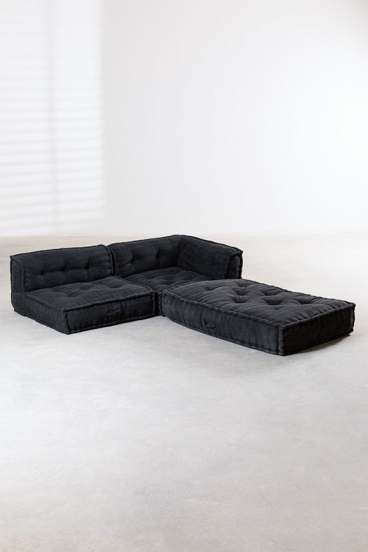 Full Floor Couch Seating Set In Black Color | Floor Sofa