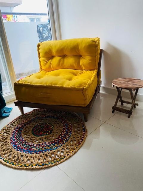 Beautiful Yellow Floor Sofa In Multi-Color Print Fabric photo review