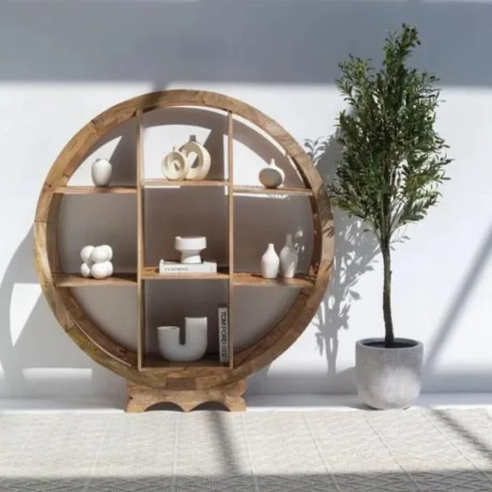 Circular Wooden Bookshelf by Miles