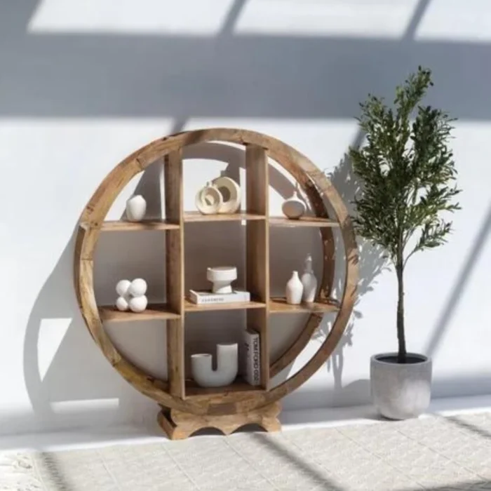 Circular Wooden Bookshelf by Miles